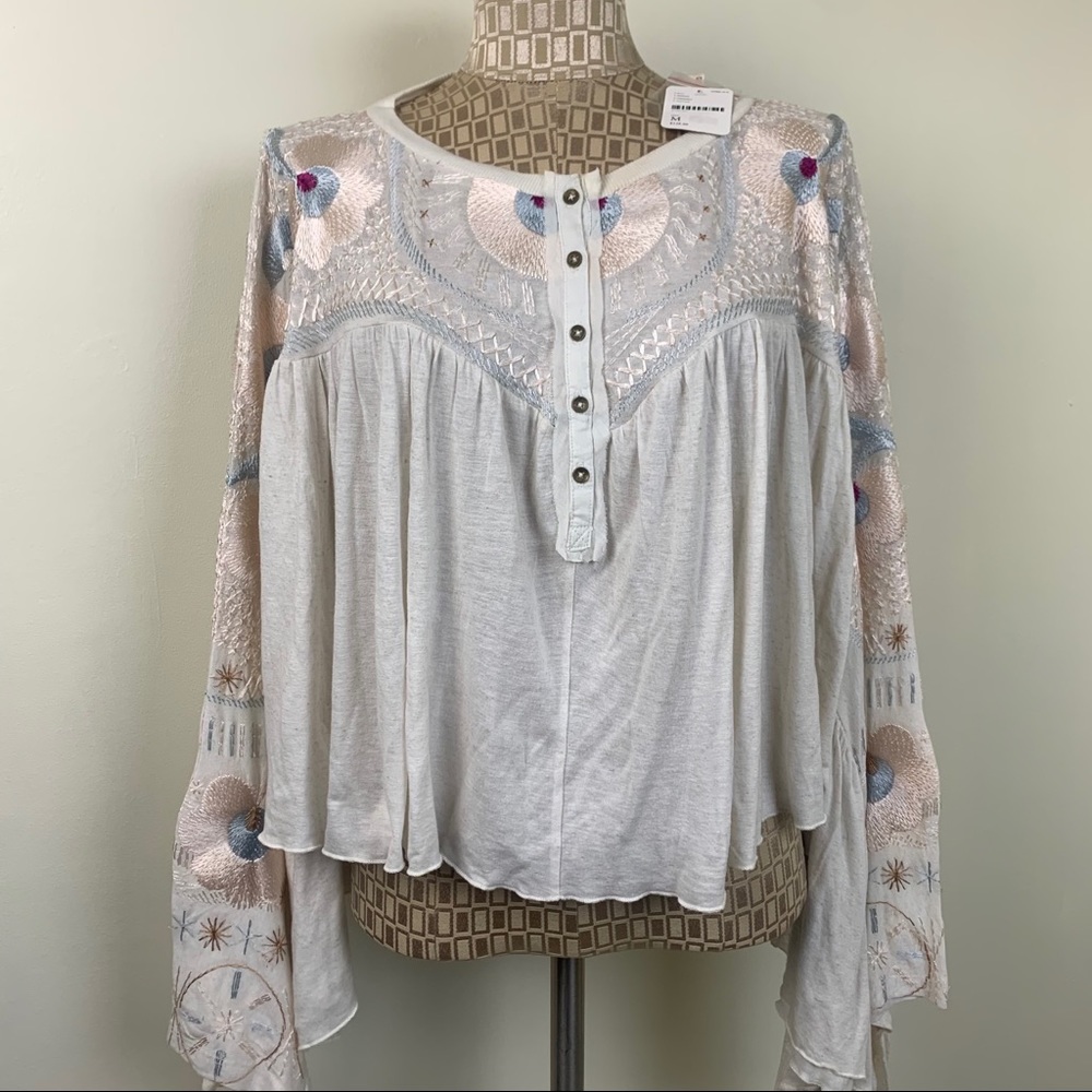 Free People embroidered flowy top